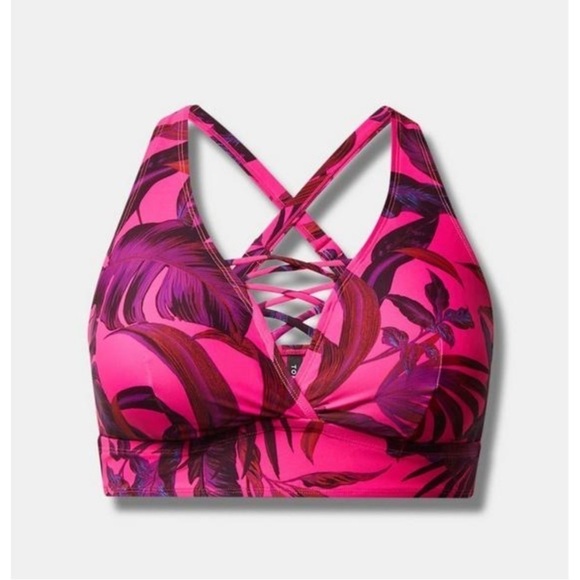 TORRID 4 swimsuit 2 piece pink tropical - Picture 6 of 13